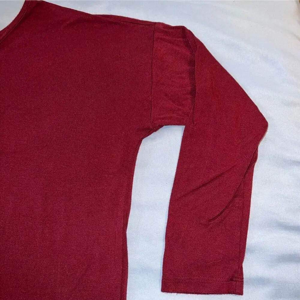 Old Navy Girls Luxe Shirt Top Pullover Dark Red Burgundy Stretch Soft Medium 8